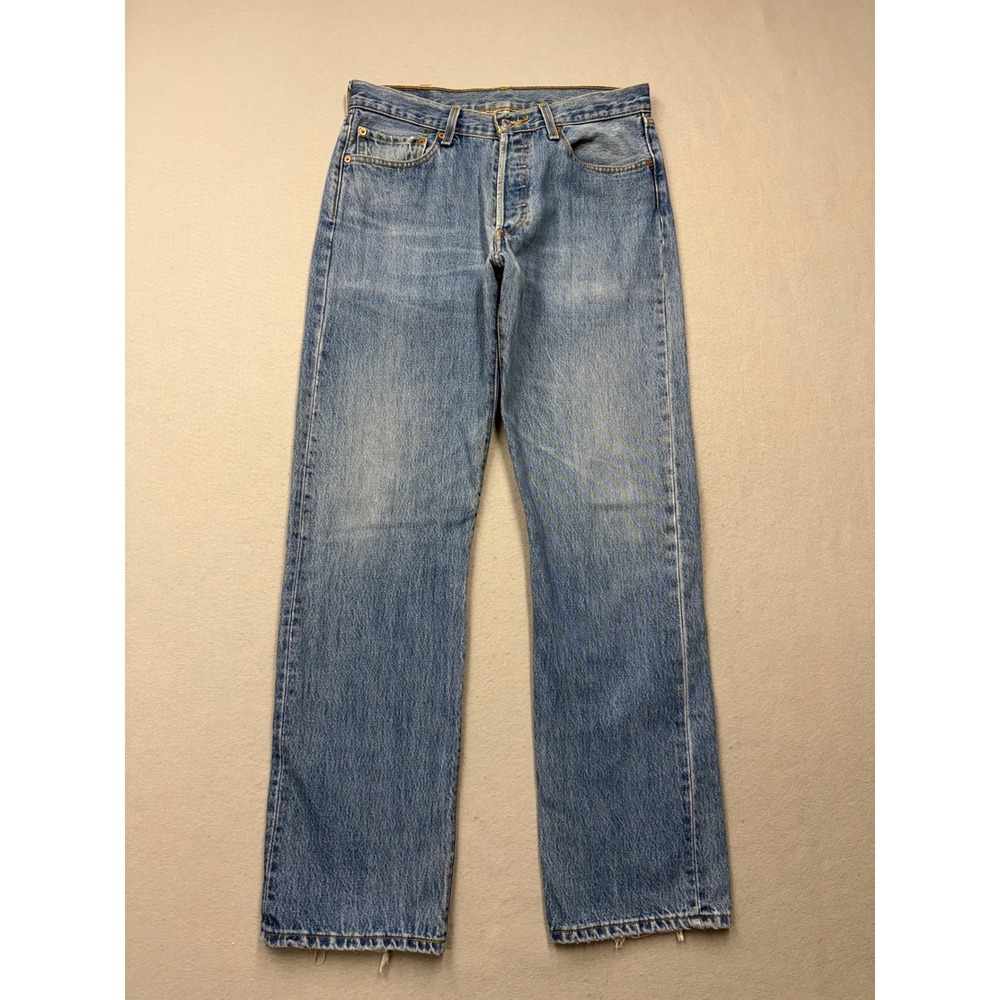 Levis 501 Jeans Mens 33x34 Light Wash Original Fit Y2K Straight Leg Denim